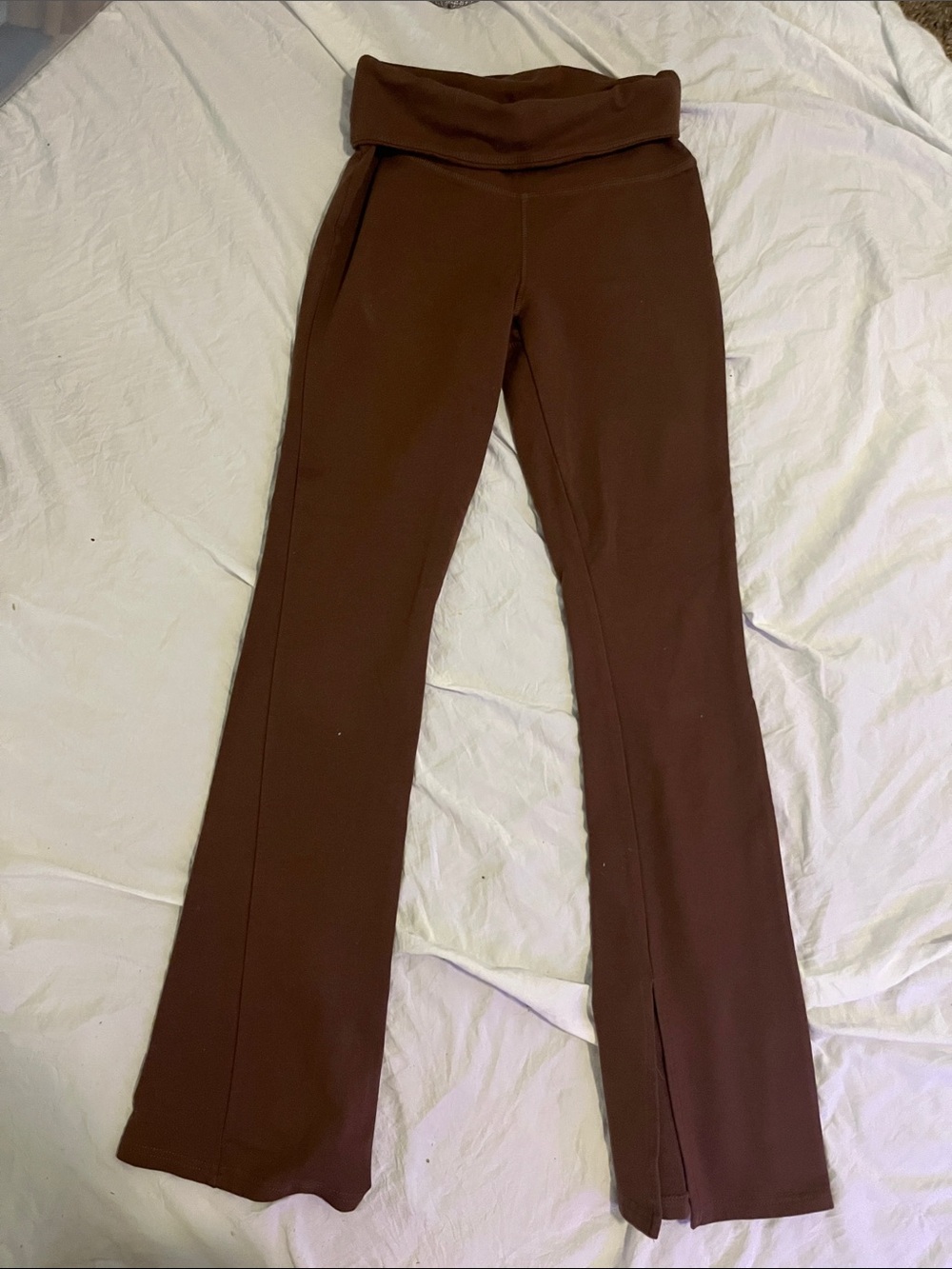 PacSun Chocolate Brown Fold-Over Waist Flare Pants